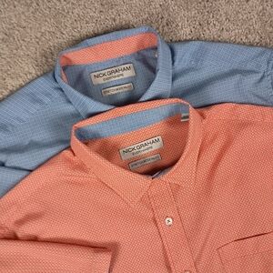 (Lot Of 2) Nick Graham Everywhere XL Mirrored Patterns Mens Short Sleeve Shirt